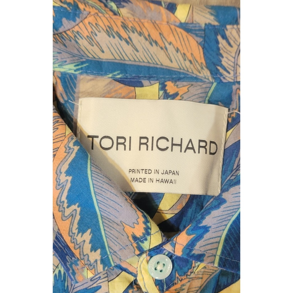 Tori Richard Shirt Men 2XL Hawaiian Aloha Leaf Print Tropical Button Up Camp USA - Picture 3 of 11